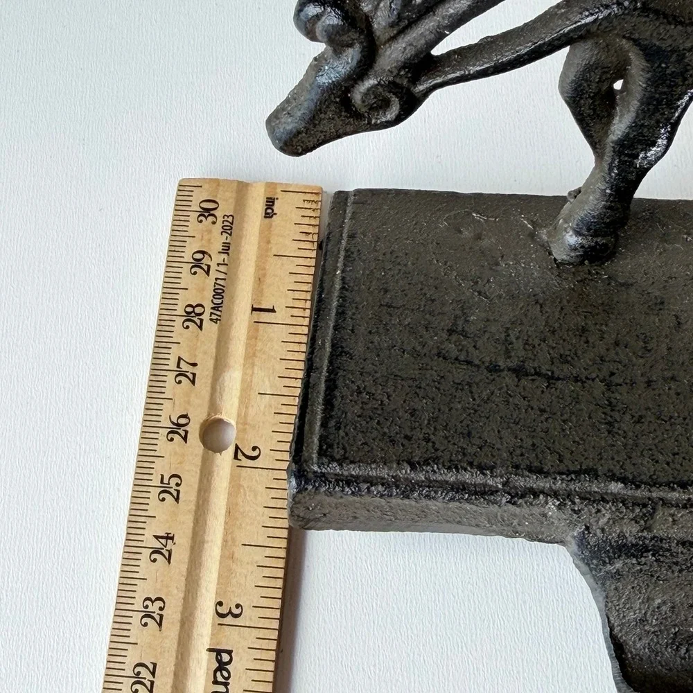 Vintage Cast Iron‎ Reindeer Stocking Hanger Scroll Filigree Rustic